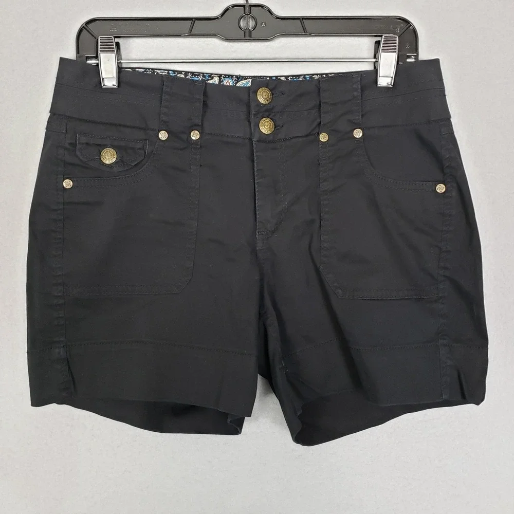Dakota Blue Black Denim Twill Shorts Flap Pocket Casual Staple Size 8